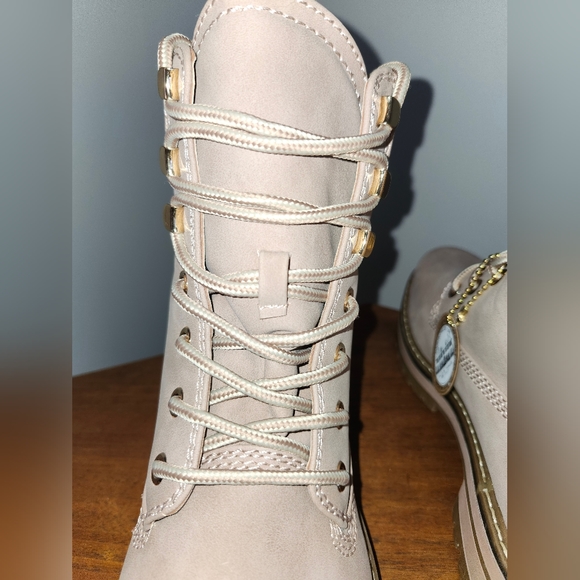 BN - Size 9 Chelsee Girl Nude-Light Pink Combat Ankle Boots - Picture 2 of 13
